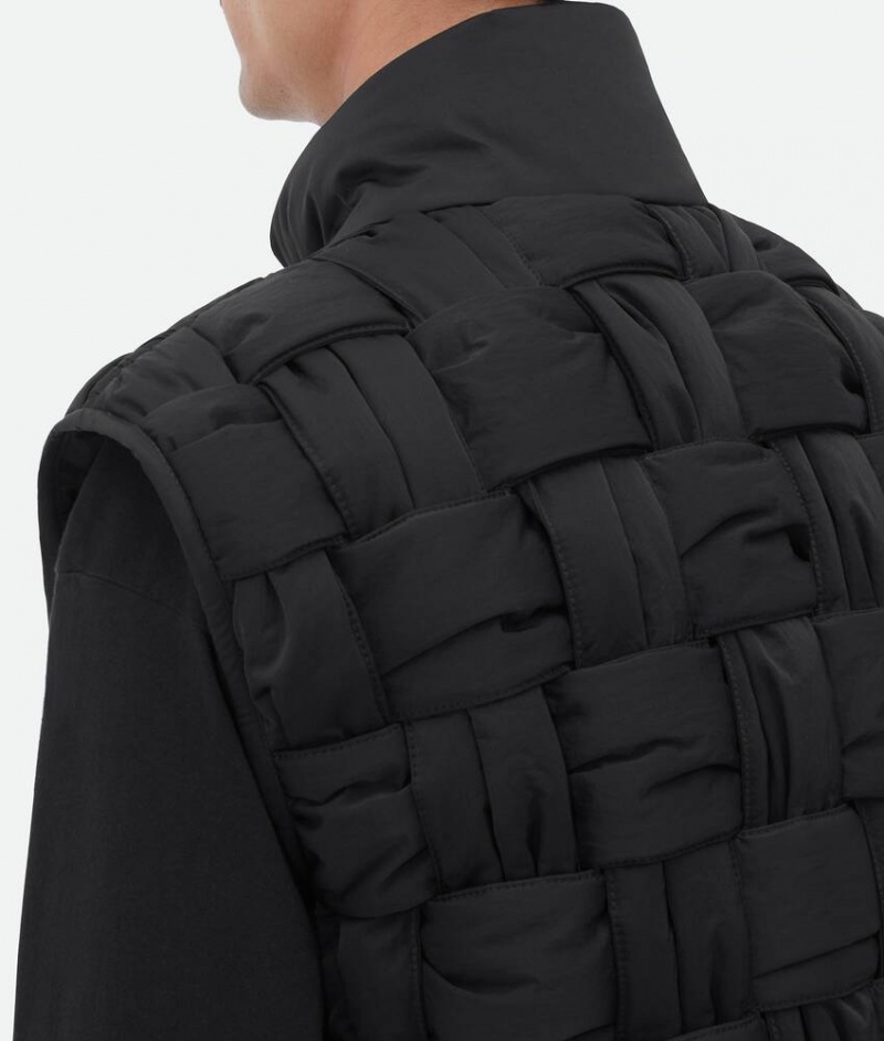 Bottega Veneta Pehmustettu Nylon Intreccio Gilet Miesten Takit Mustat | SN-BTGV595402