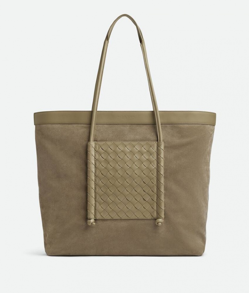 Bottega Veneta Portello Tote Miesten Kangaskassit Harmaat Ruskea Khaki | SN-BTGV594920