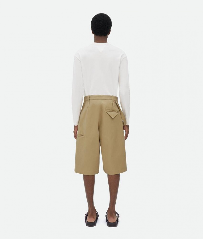 Bottega Veneta Puuvilla Twill Miesten Shorts Khaki | SN-BTGV595115