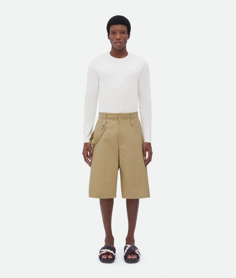 Bottega Veneta Puuvilla Twill Miesten Shorts Khaki | SN-BTGV595115