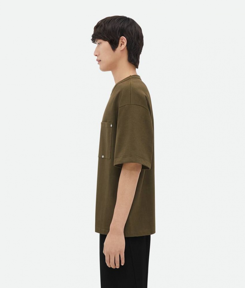 Bottega Veneta Relaxed Fit Heavy Jersey Miesten T-Shirts Syvä Khaki | SN-BTGV595213