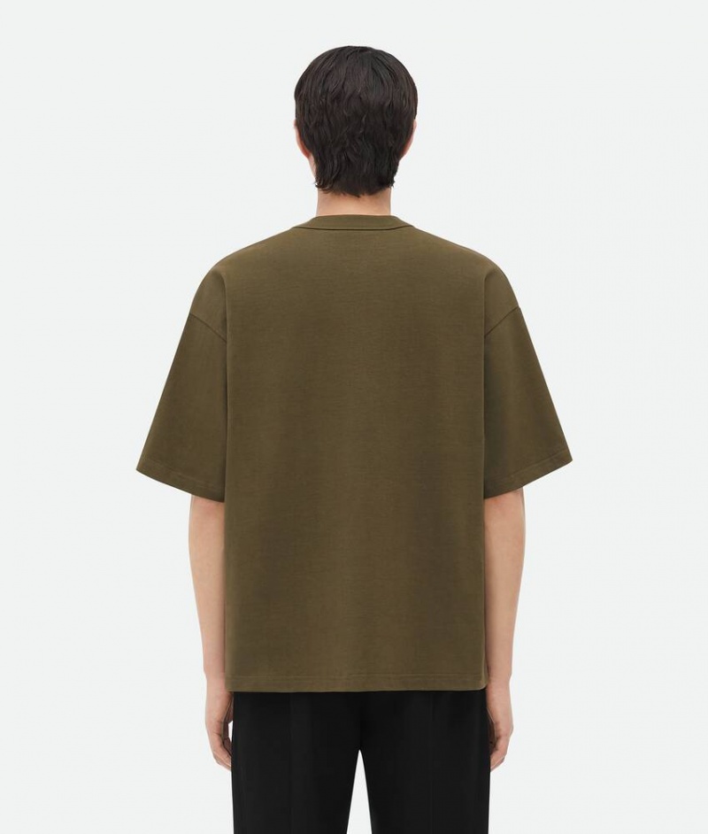 Bottega Veneta Relaxed Fit Heavy Jersey Miesten T-Shirts Syvä Khaki | SN-BTGV595213