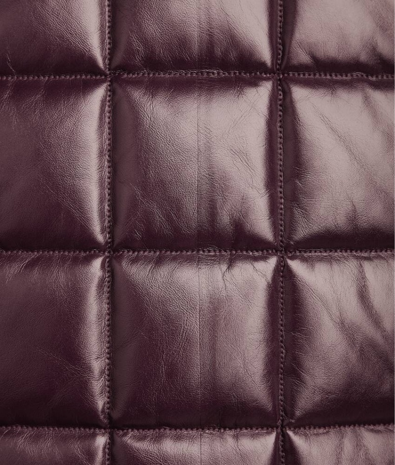 Bottega Veneta Shiny Pehmustettu Gilet Miesten Leather Viininpunainen | SN-BTGV595250