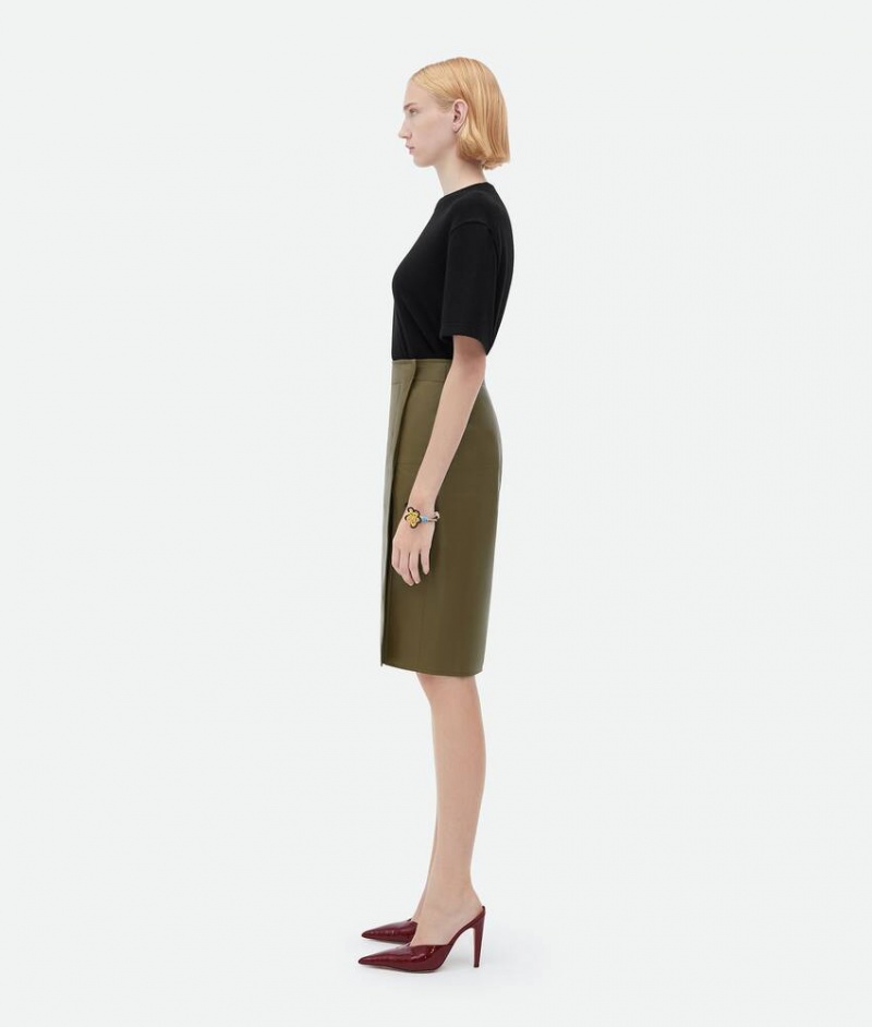 Bottega Veneta Skirt Naisten Leather Syvä Khaki | SN-BTGV594214