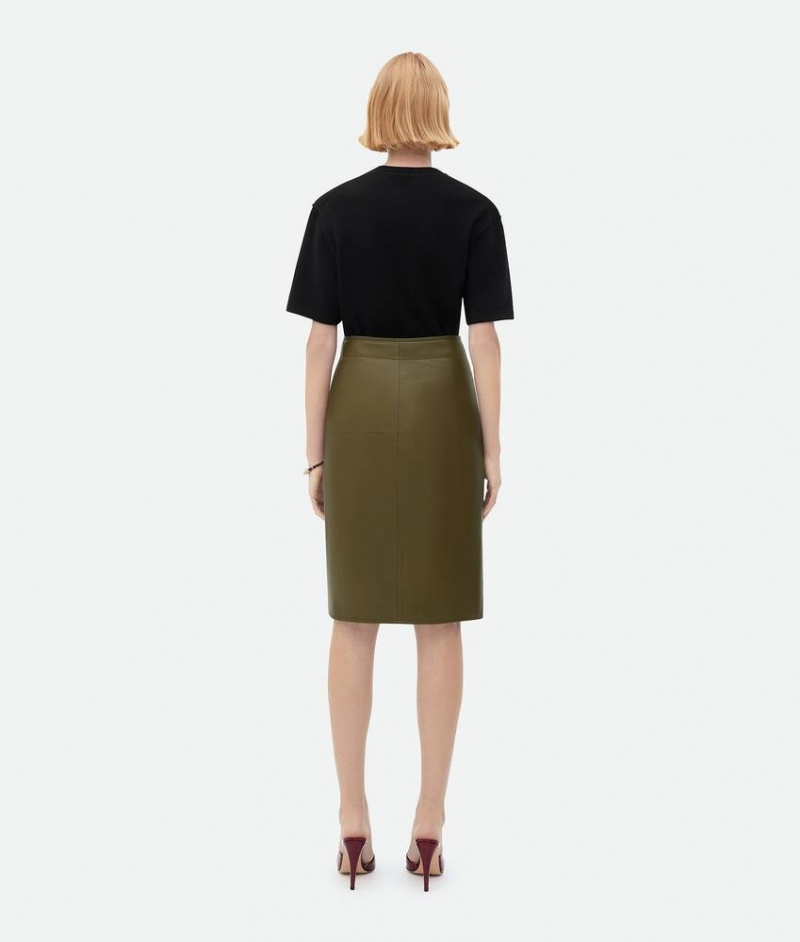 Bottega Veneta Skirt Naisten Leather Syvä Khaki | SN-BTGV594214