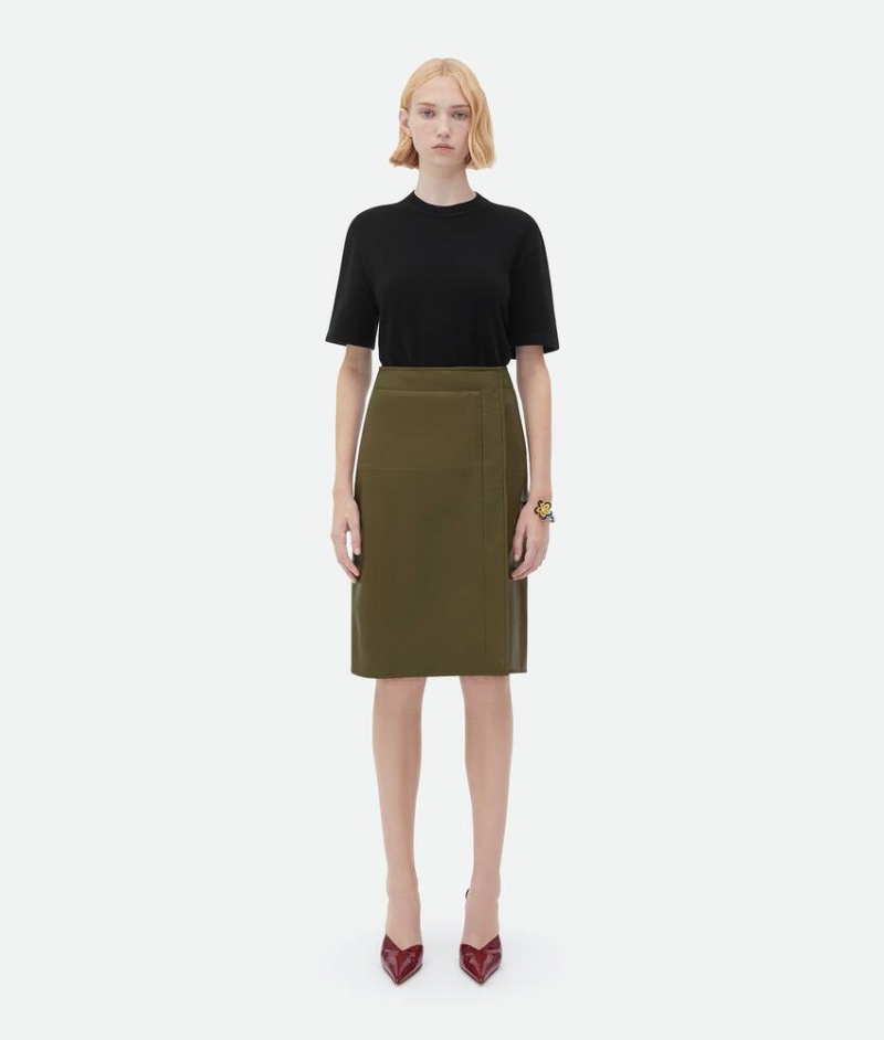 Bottega Veneta Skirt Naisten Leather Syvä Khaki | SN-BTGV594214