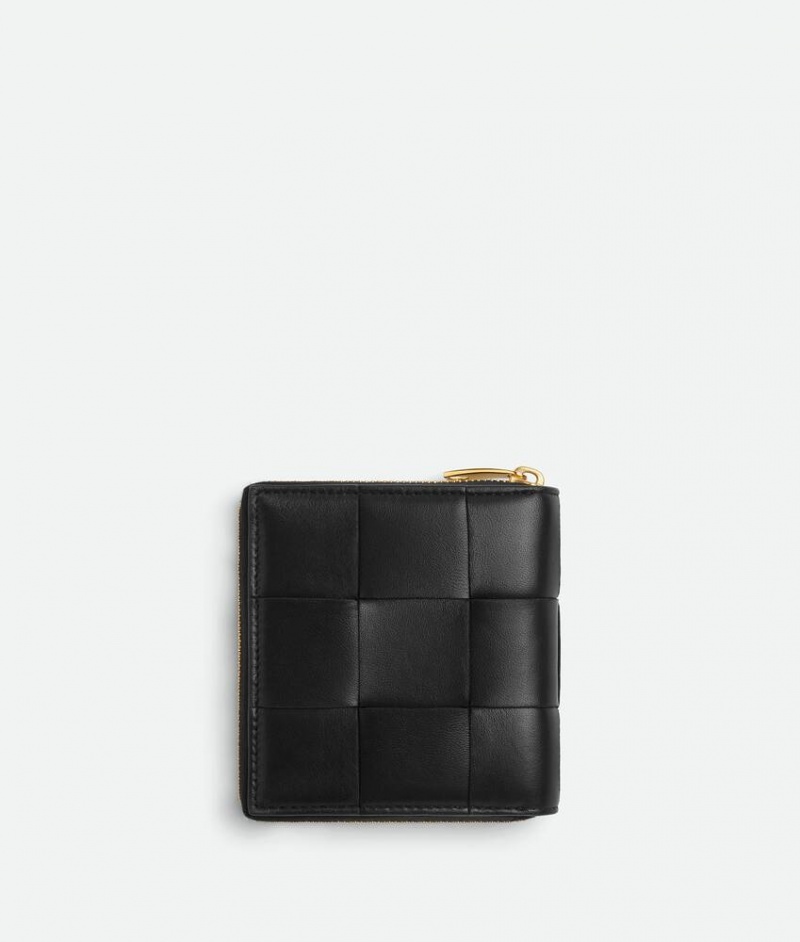 Bottega Veneta Small Cassette Compact Zip Around Naisten Pieni lompakko Mustat | SN-BTGV594281