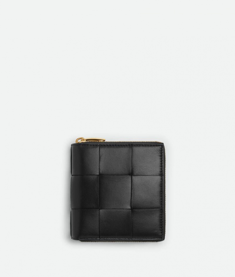 Bottega Veneta Small Cassette Compact Zip Around Naisten Pieni lompakko Mustat | SN-BTGV594281