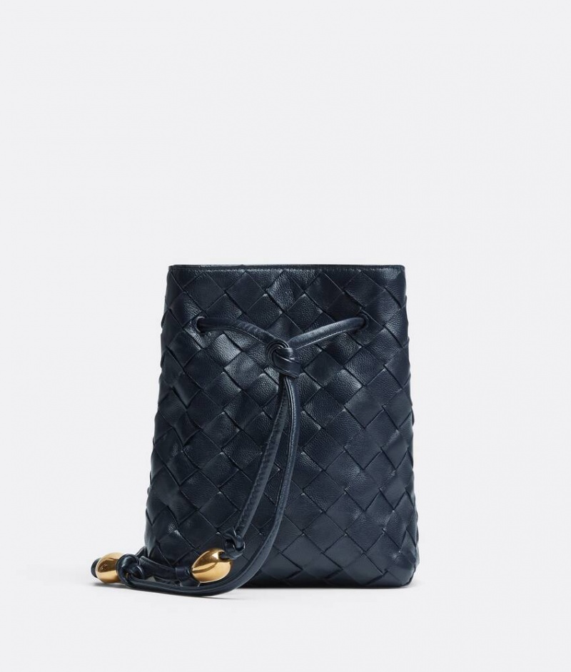 Bottega Veneta Small Intrecciato Bucket Naisten Mini Laukut Indigo | SN-BTGV593313