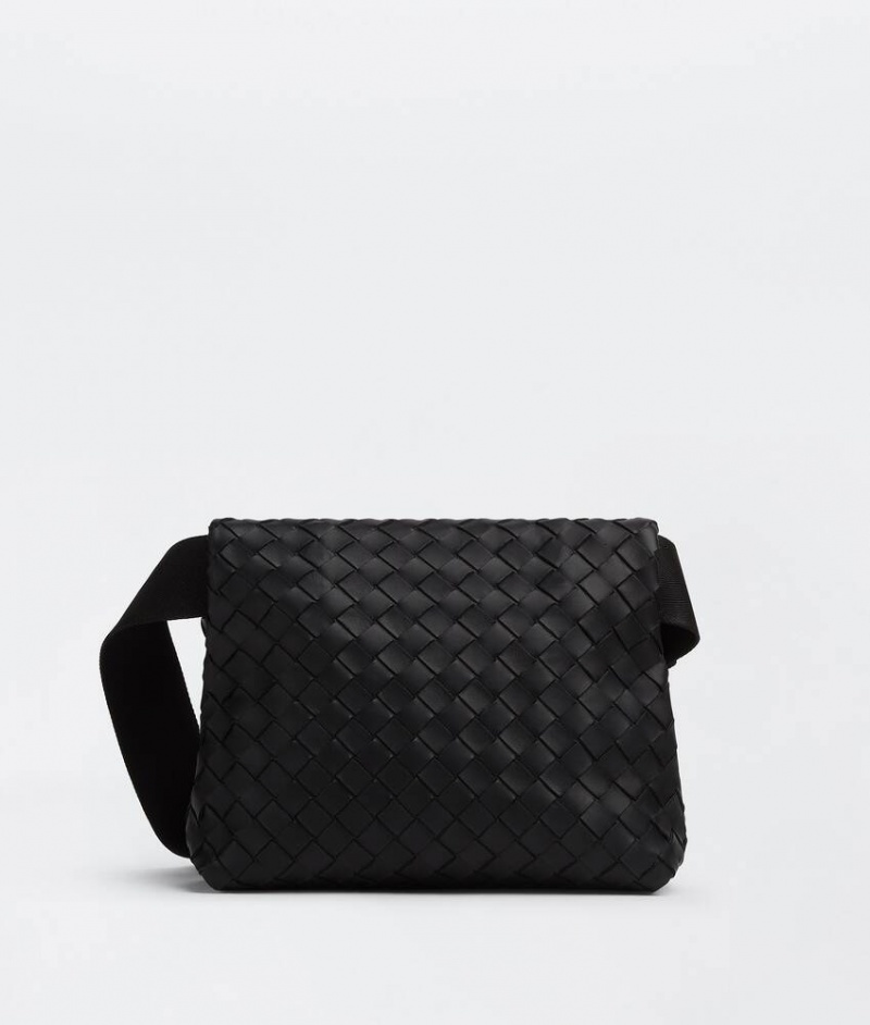 Bottega Veneta Small Intrecciato Fold Messenger Miesten Crossbody Laukut Mustat | SN-BTGV594812