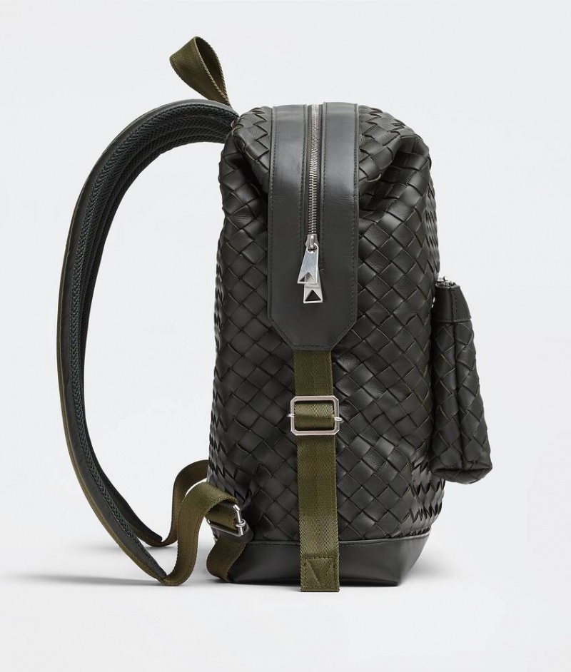 Bottega Veneta Small Intrecciato Miesten Reppu Syvä Oliivinvihreä | SN-BTGV594930