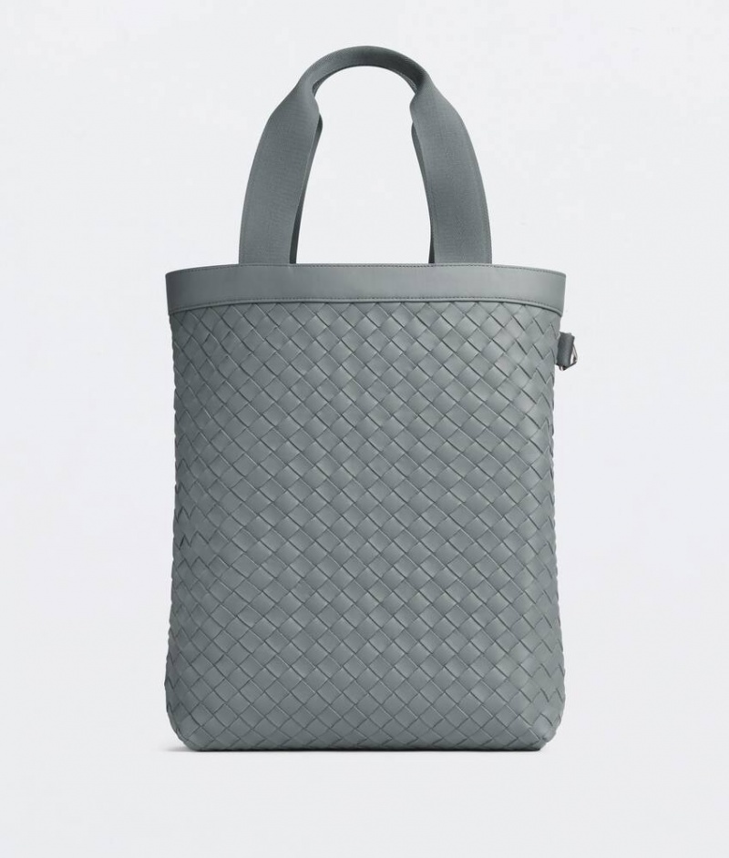 Bottega Veneta Small Intrecciato Zipped Tote Miesten Kangaskassit Harmaat | SN-BTGV594881