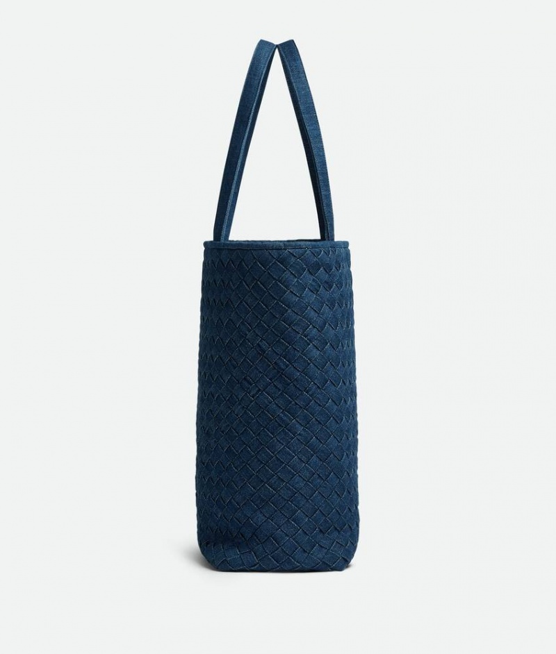 Bottega Veneta Small Intreccio Tote Miesten Kangaskassit Indigo | SN-BTGV594887