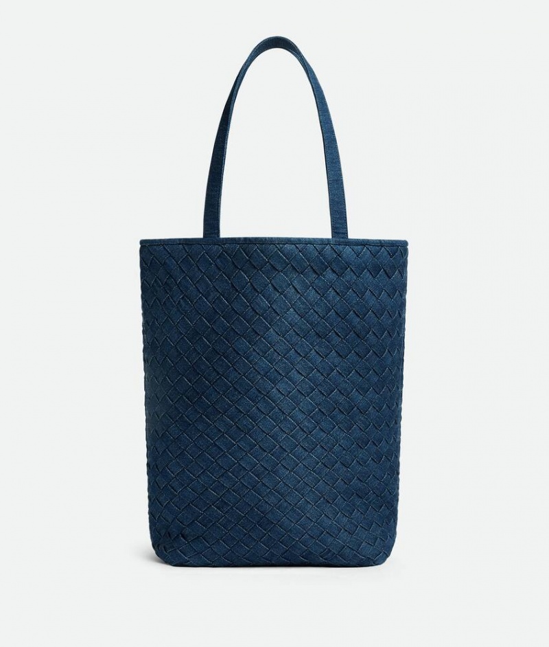 Bottega Veneta Small Intreccio Tote Miesten Kangaskassit Indigo | SN-BTGV594887