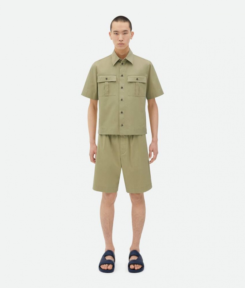 Bottega Veneta Soft Puuvilla Miesten Shorts Khaki | SN-BTGV595117