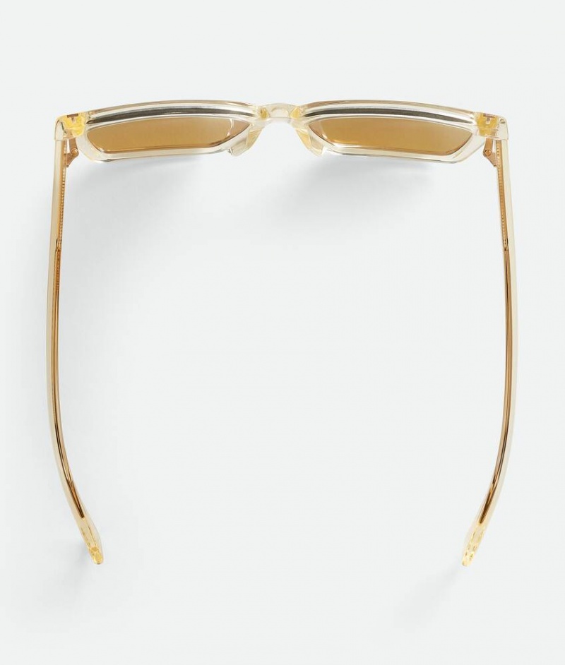 Bottega Veneta Soft Recycled Acetate Square Naisten Aurinkolasit Keltainen | SN-BTGV594773