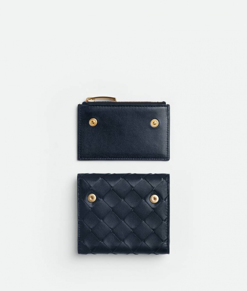 Bottega Veneta Tri-fold Zip With Detachable Naisten Pieni lompakko Indigo | SN-BTGV594286