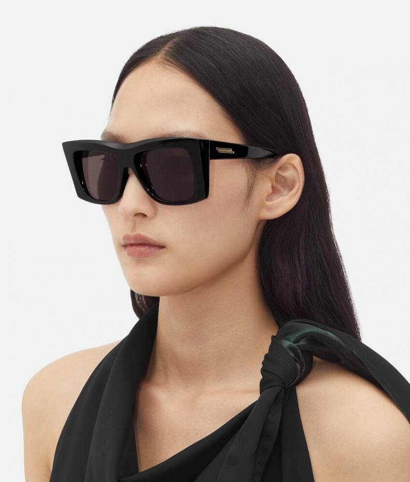 Bottega Veneta Visor Recycled Acetate Square Naisten Aurinkolasit Mustat Harmaat | SN-BTGV594788